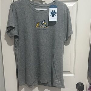 Life Is Good Heather Gray T-Shirt with Playful Graphic